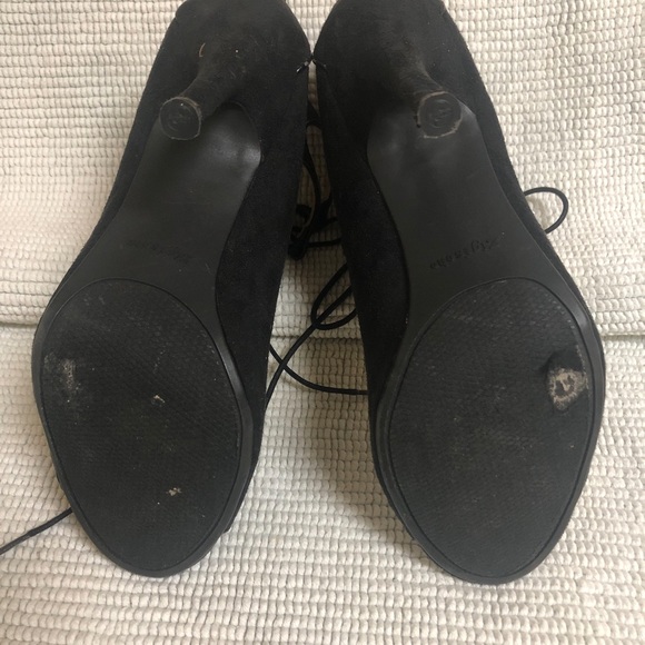 Black suede lace up open toed shoes - Picture 7 of 9